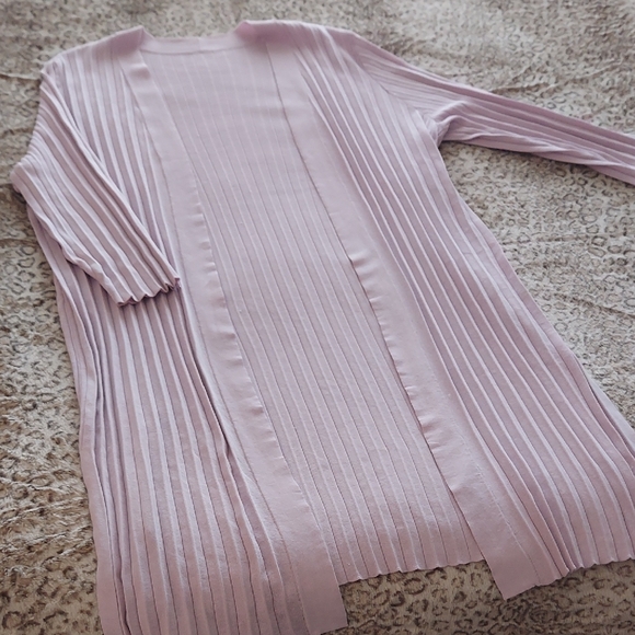 Sweaters - Chico's Lilac Pleated 3/4 Sleeve Duster